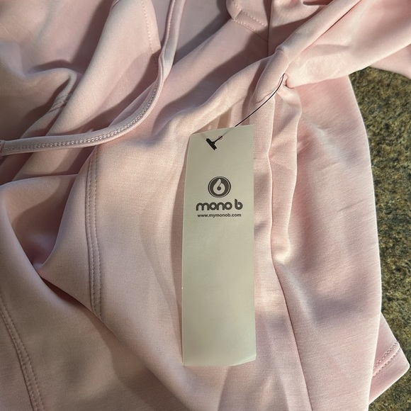 Mono b Cut Out Hoodie Size Large Cool Pink Long Sleeve Adjustable Self Ties - Picture 4 of 9